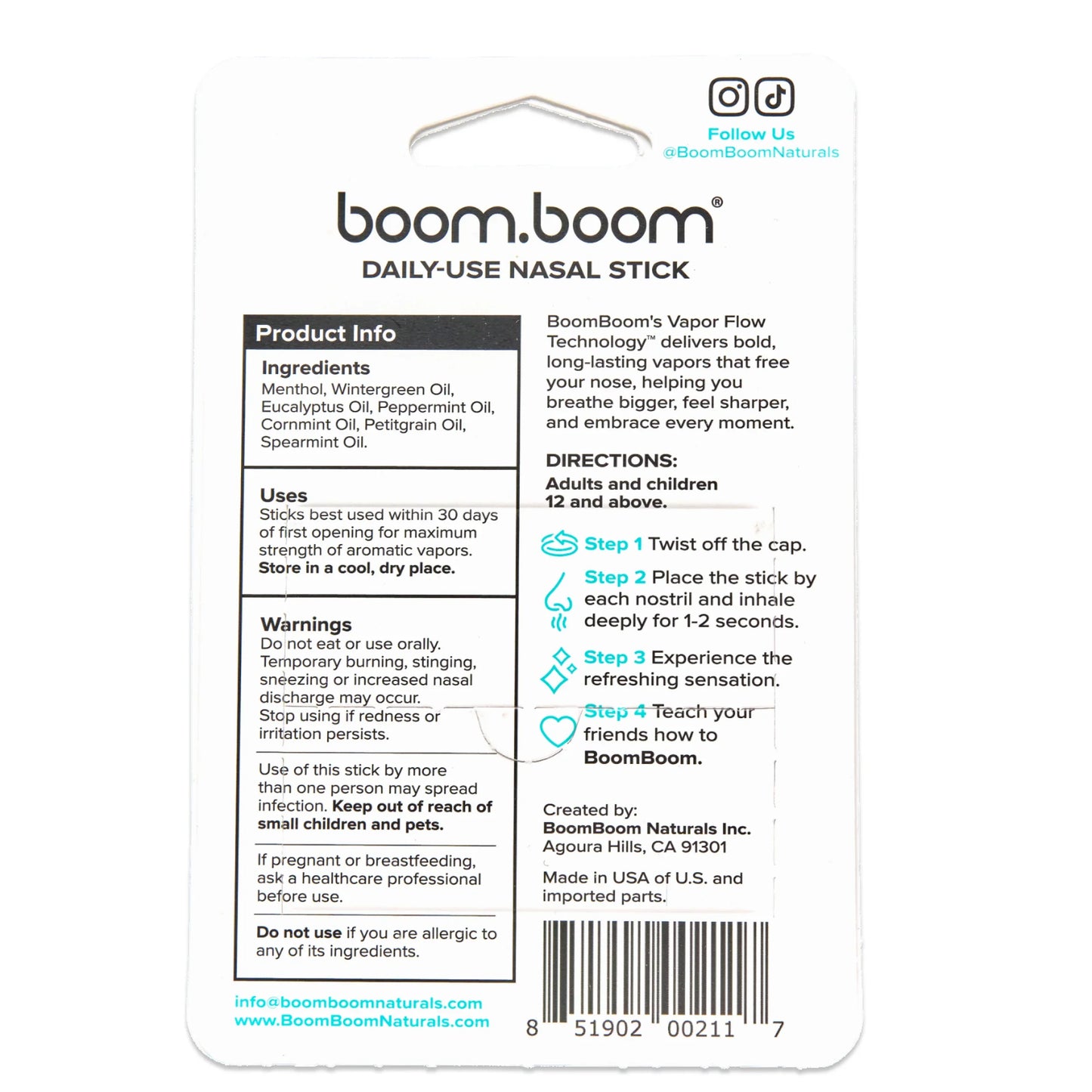Refreshing Nasal Stick 3-Pack | Breathe Easier with BoomBoom’s Vapor Flow Technology™